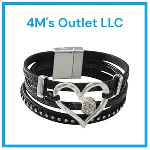Black and Silver Heart Bracelet